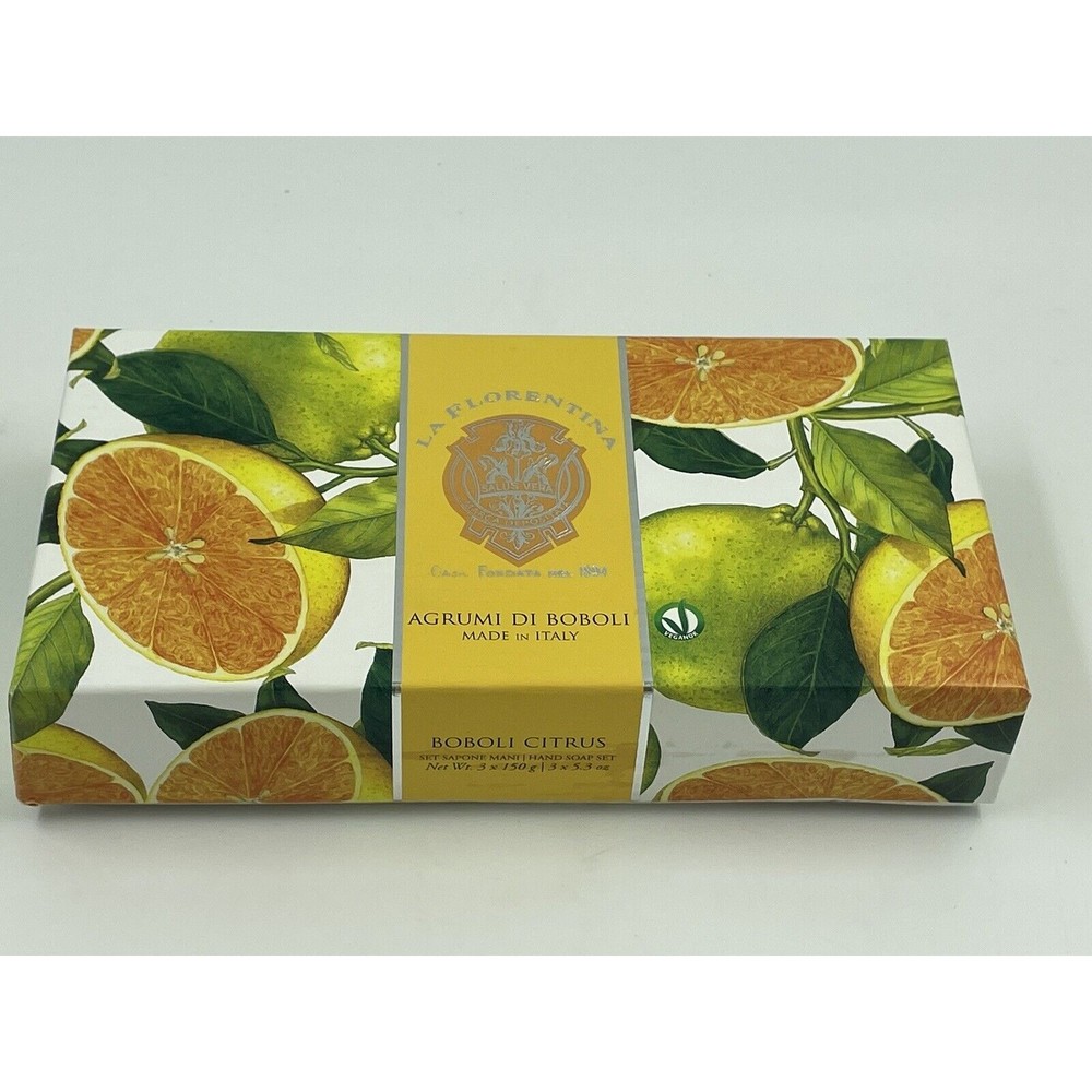 La Florentina BOBOLI CITRUS (ORANGE) -3 X 5.3 oz Embossed Luxury-Italy SEALED!